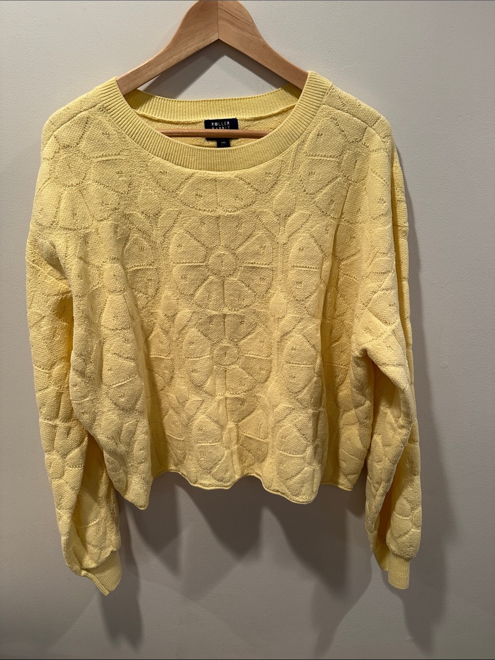 Roller Rabbit Pale Yellow Textured Crewneck Sweatshirt